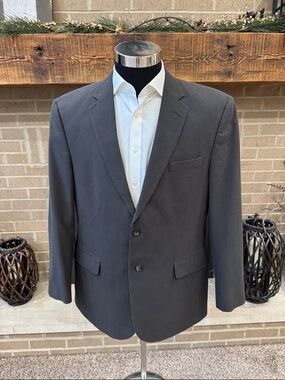 Jos. A. Bank mens 44R gray black check seersucker 2-button cotton sport coat